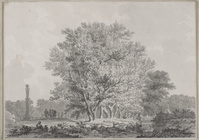 KT 2001 420
<br/>
Grenspaal te Overveen bij de duinen
<br/>
<em>Claterbos, Augustijn (1750-1828)</em>